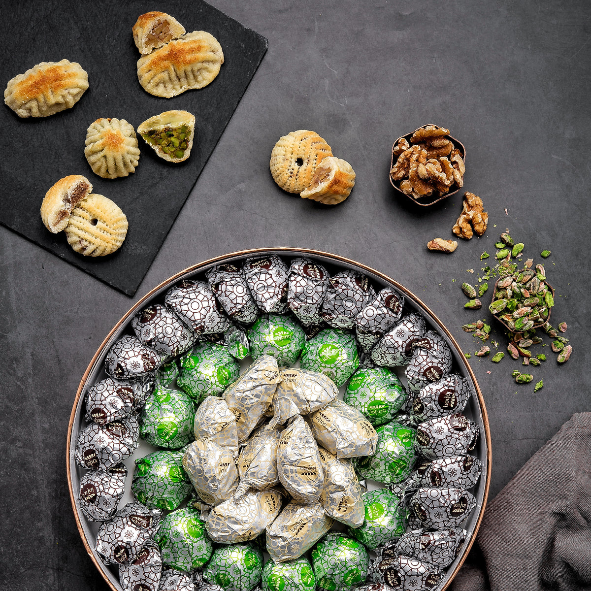Parfai Mamool Mixed With Dates/Pistachio/Walnuts | بارفيه معمول