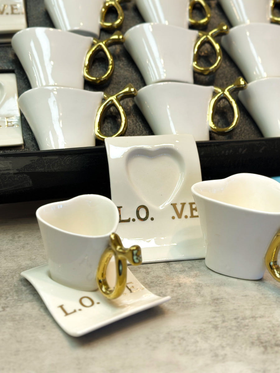 Coffee mugs set of 12 (White & Gold) Royal Roastery NOLA