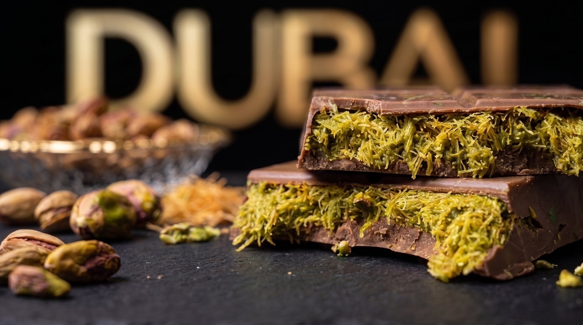 Royal Roastery Dubai chocolate bar with pistachio and kunafa