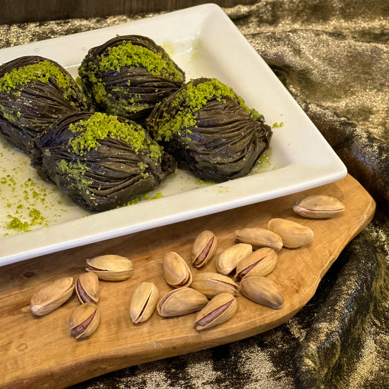 Turkish Baklava With Pistachio Qista / Cocoa (by the pound) | بقلاوة تركية